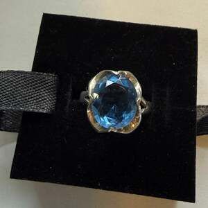 Vintage Sterling Silver Blue Topaz Cocktail Ring